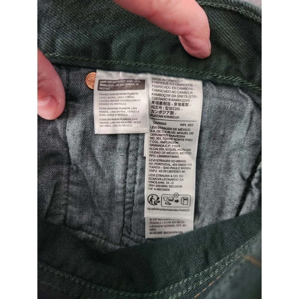 Levi's Mens 36x29 501 Original Straight Leg Jeans Dark Green Button Fly NWT