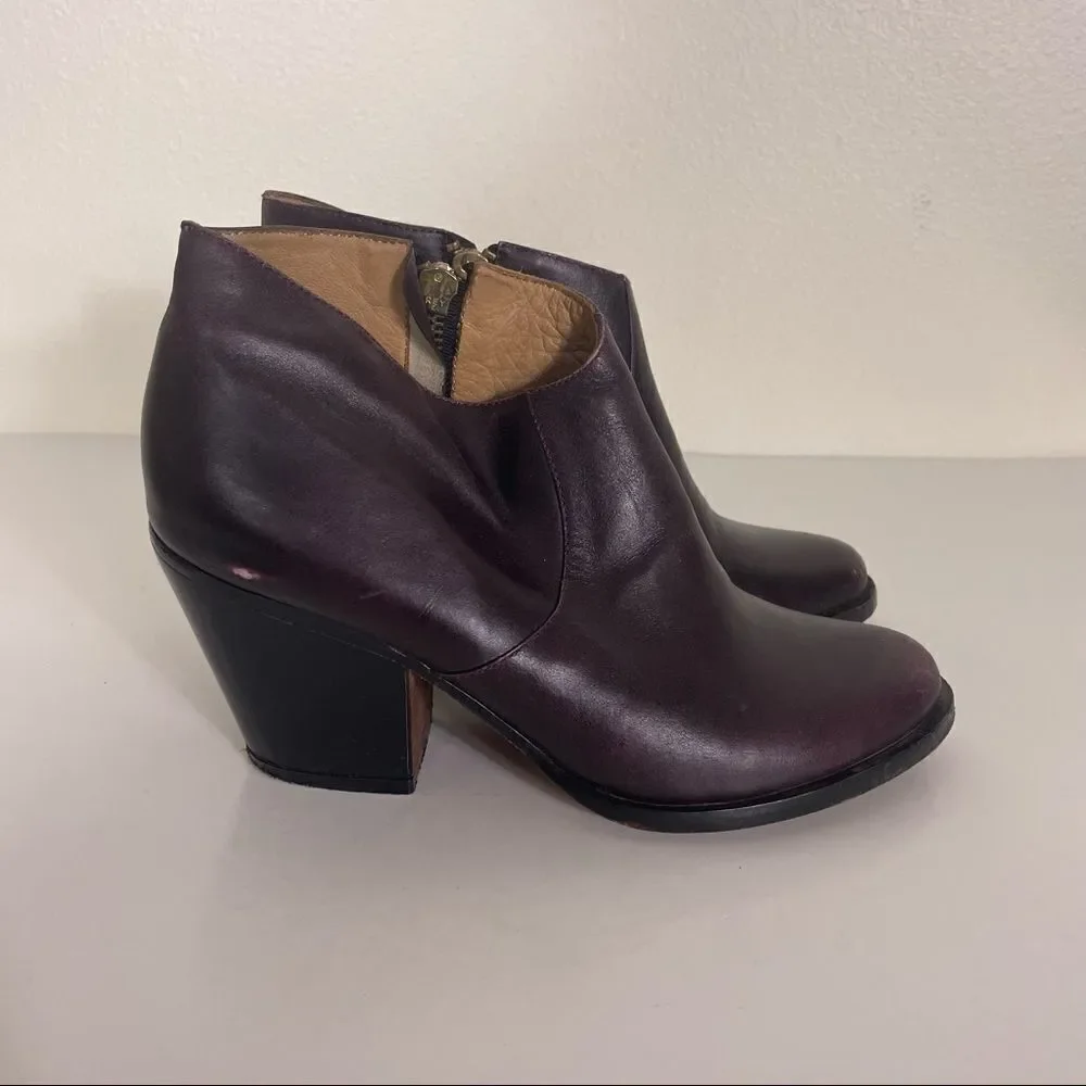 Fortress of Inca‎ Purple Leather Heeled Booties Women’s 6