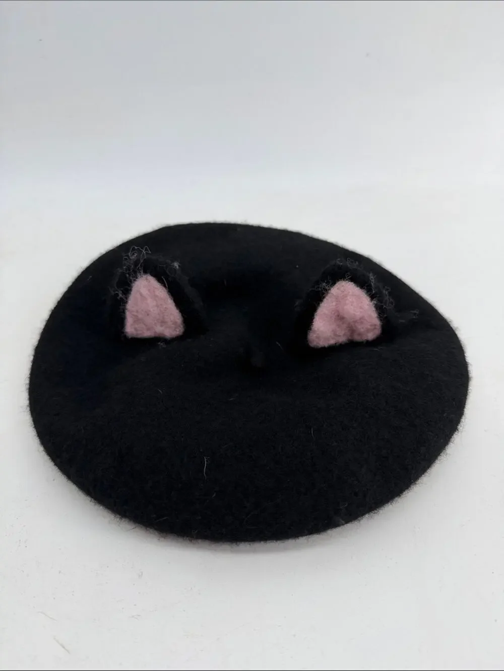 I Love Plum wool blend cat kitty ear beret hat
