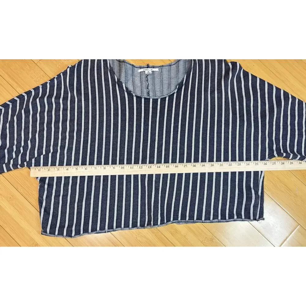 O’Neill Women’s Blue w/ White Stripes Dolman Long Sleeves Sz XL Raw Hem Shirt