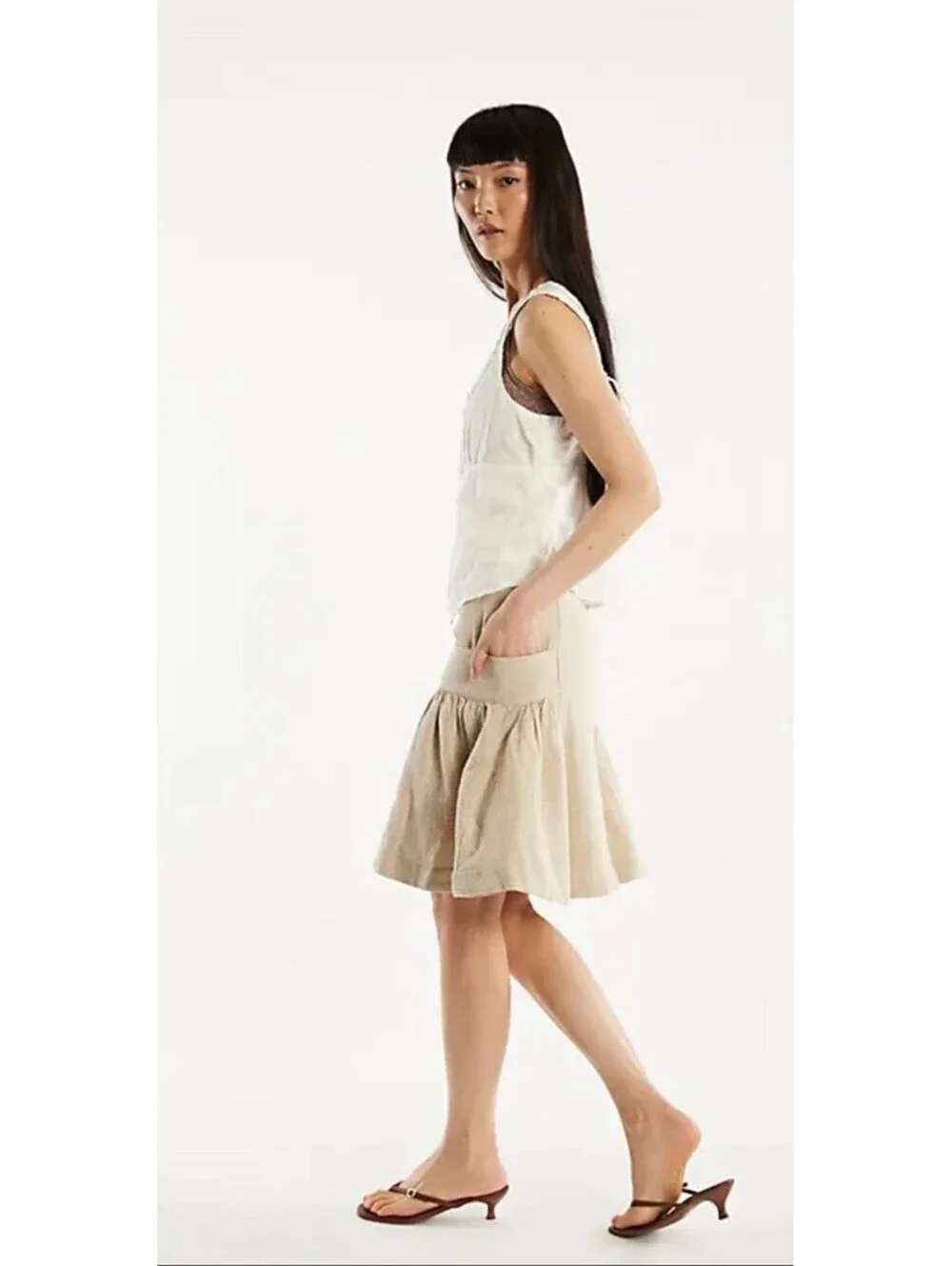 Free People Stansbury Midi Skirt in the Natural Combo colorway Size 14 #1303