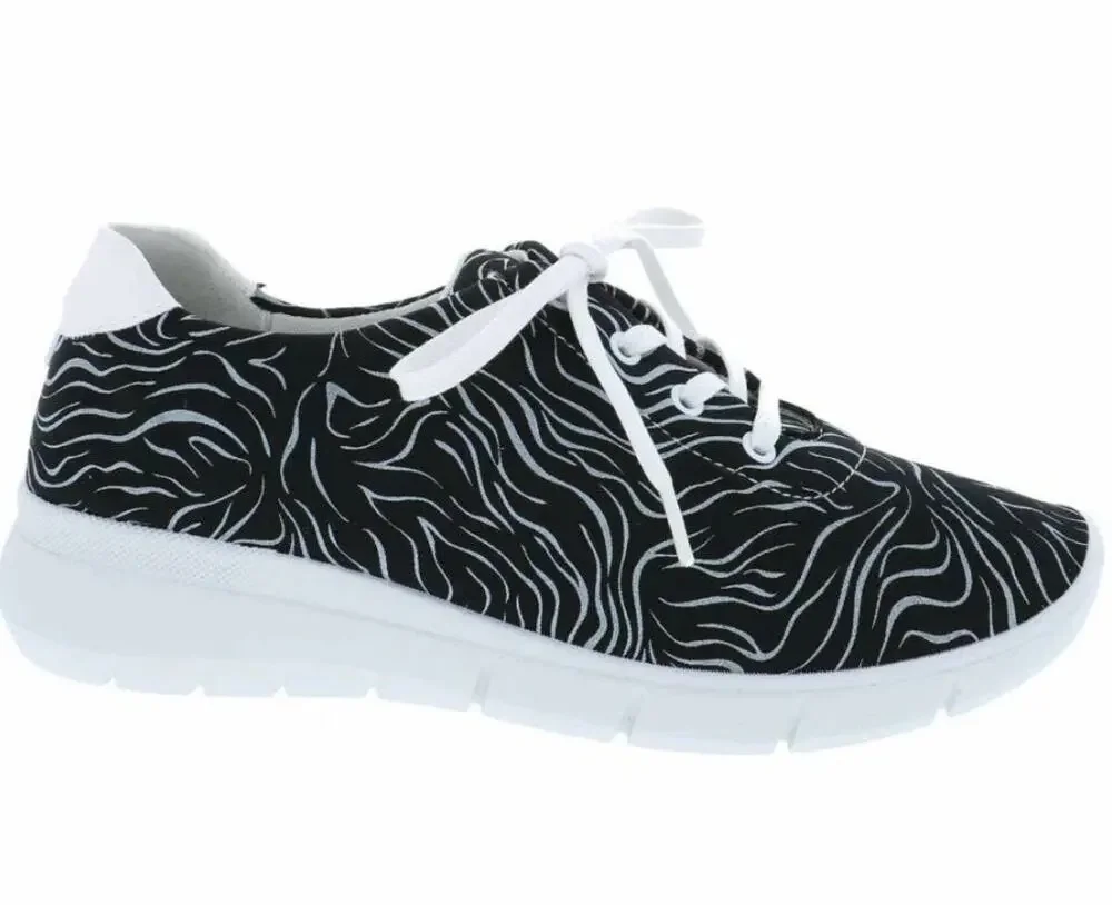 ARCOPEDICO L76 F89 Ly Ux029 Blk Tn White Printed Lace-Up Sneakers 37 US6.5 NIB