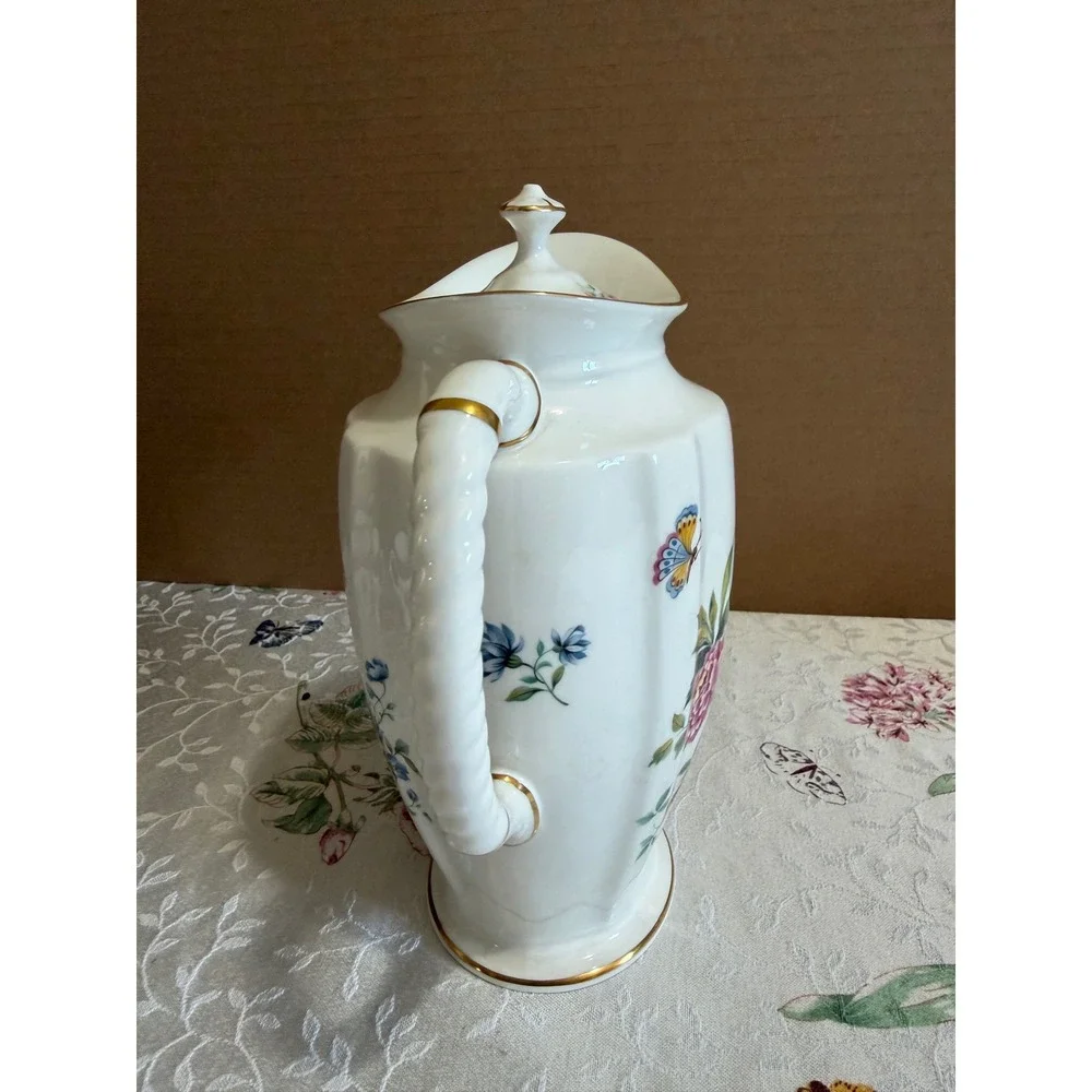 Royal Crown Derby Days Coffee Pot Bone China Floral Butterfly Gold Trim A.1308