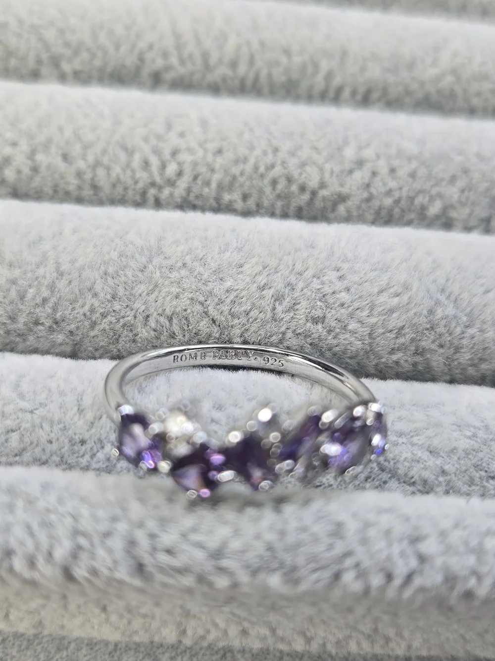 Size 8 925 Sterling Silver Amethyst Bomb Party Ring