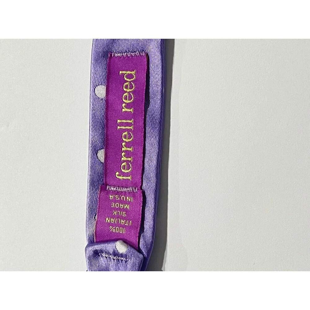 Ferrell Reed Men’s Bowtie Lavender & White Polkadot Adjusting 100% Italian Silk