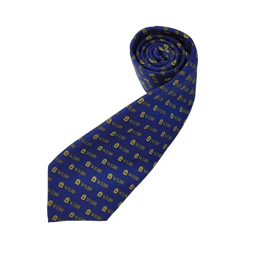 Vineyard Vines‎ Custom Collection Webb Tie Mens Necktie Blue Gold All Over Print