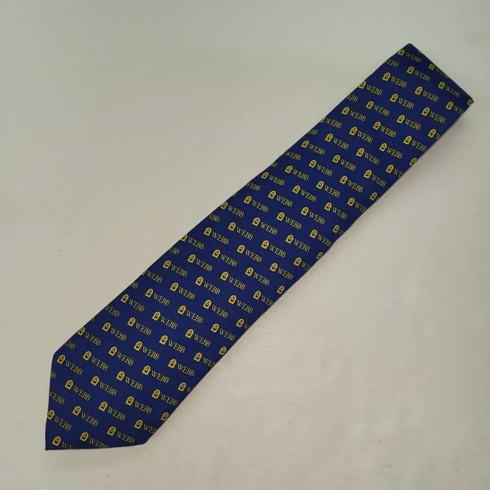Vineyard Vines‎ Custom Collection Webb Tie Mens Necktie Blue Gold All Over Print