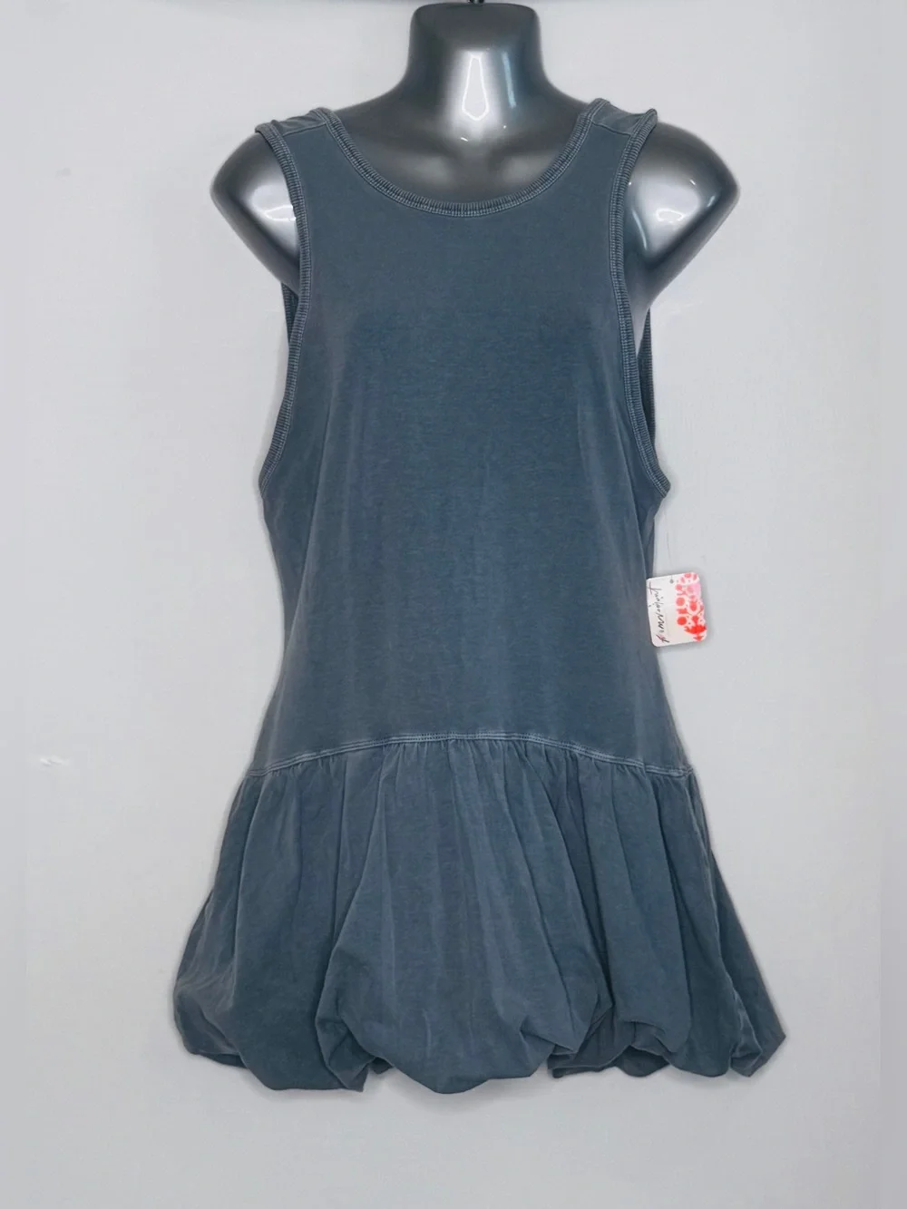Free People Movement XS Blue Gray Bubble Hem Tunic Tank Dress Sleeveless Boho