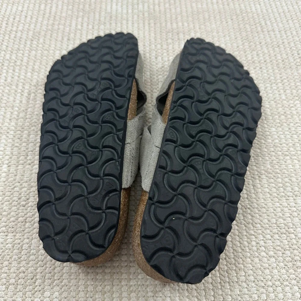 Birkenstock Lugano Gray Suede Crisscross Strap Sandals Womens 37 Made in Germany