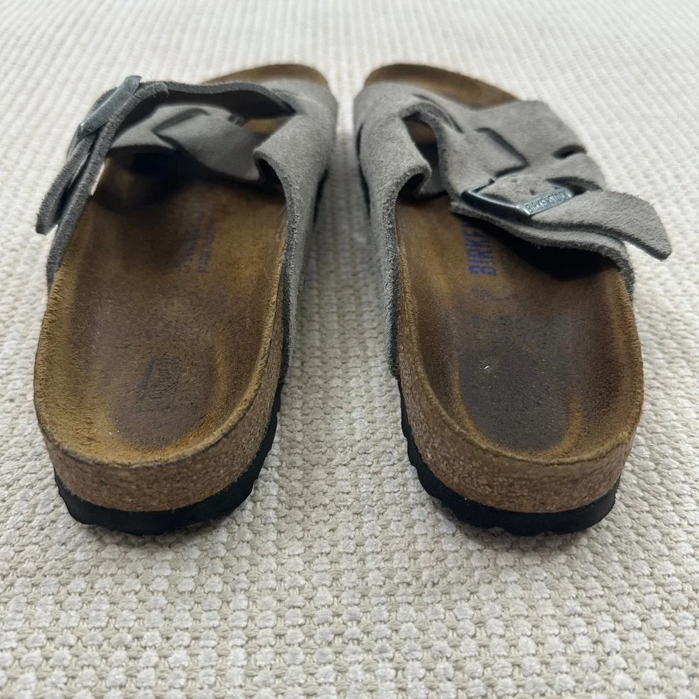 Birkenstock Lugano Gray Suede Crisscross Strap Sandals Womens 37 Made in Germany