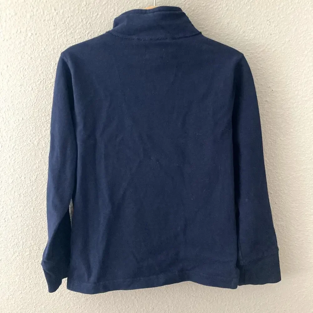 Crewcuts Half Zip Long Sleeve Pullover Cotton Knit Top - Navy Blue - XS