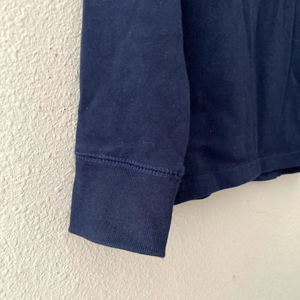 Crewcuts Half Zip Long Sleeve Pullover Cotton Knit Top - Navy Blue - XS