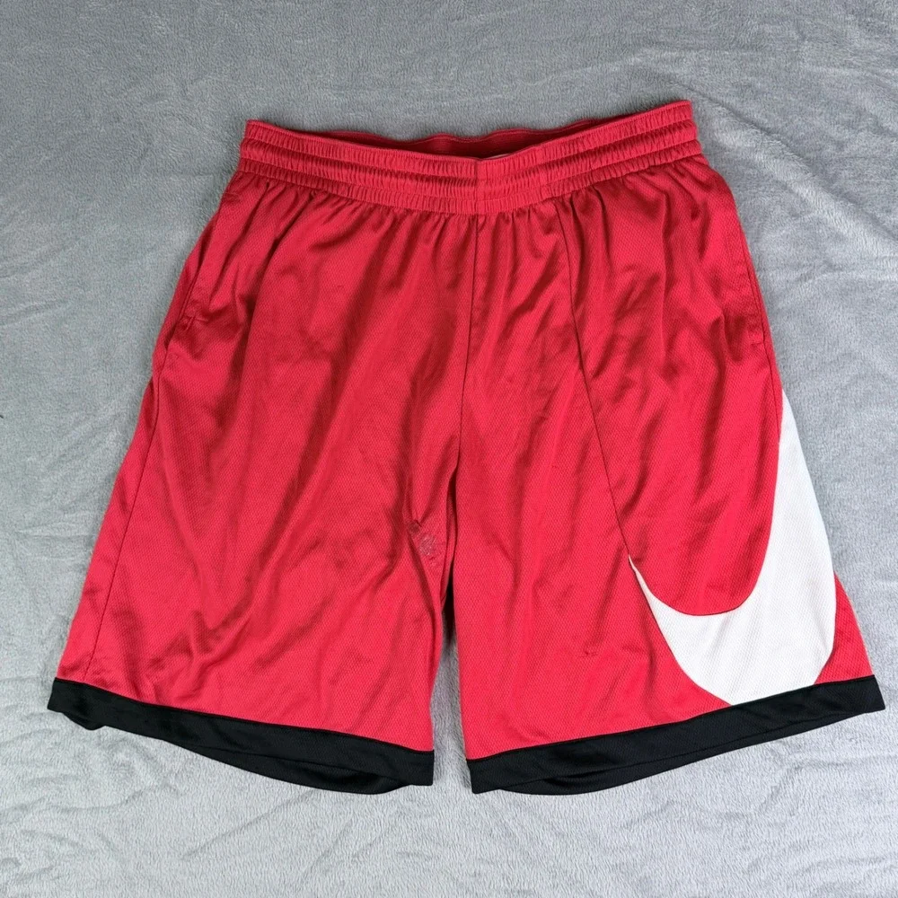 Nike Dri-FIT Basketball Shorts Red White Big Swoosh Men's XXL DH6763-657