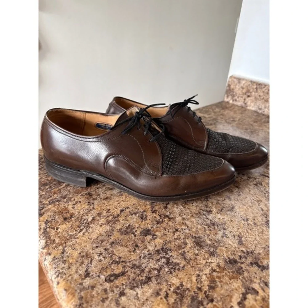 Nunn Bush Brown Woven Leather Derby Dress Shoes Men's 8 C‎ NARROW