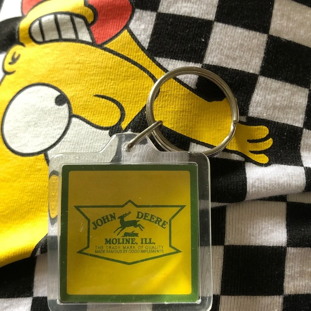 John Deere Green and Cream Retro Tractor Keychain