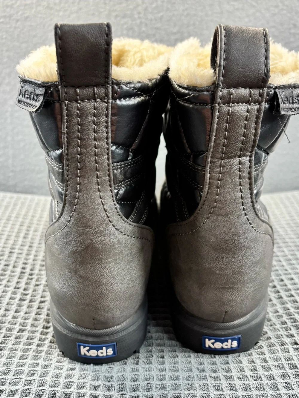 Keds Winter Lace-Up Boots in Gray with Faux Fur