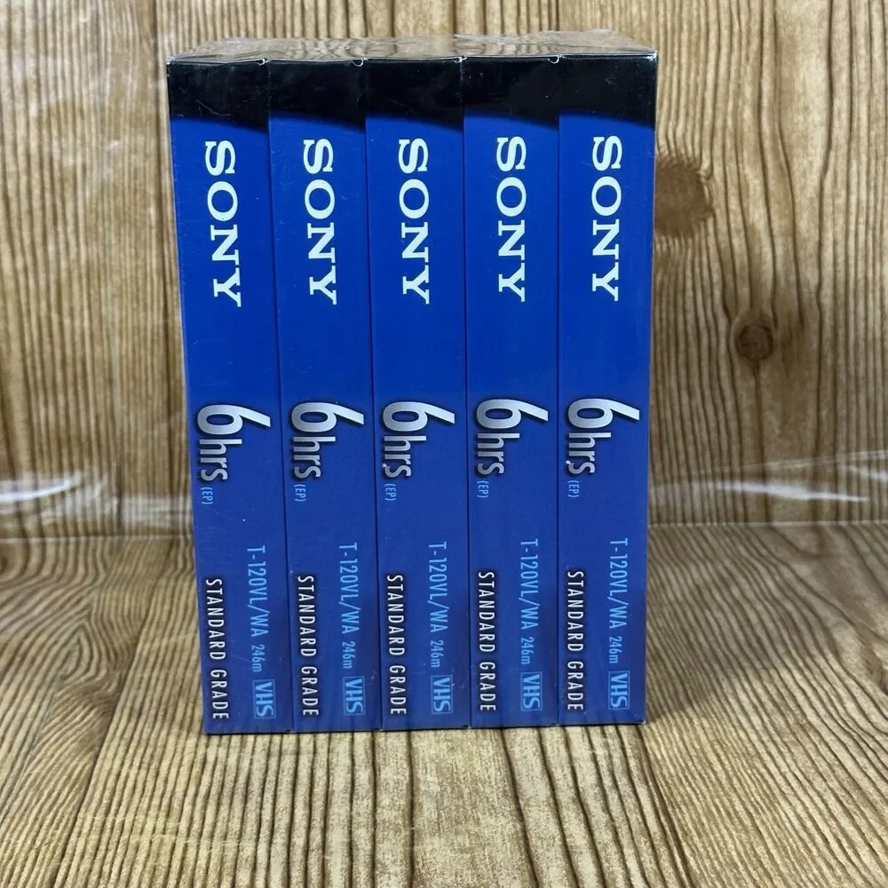 Sony VHS T-120VL/WA‎ Standard Grade VHS Blank Tapes 5 pack Sealed And New