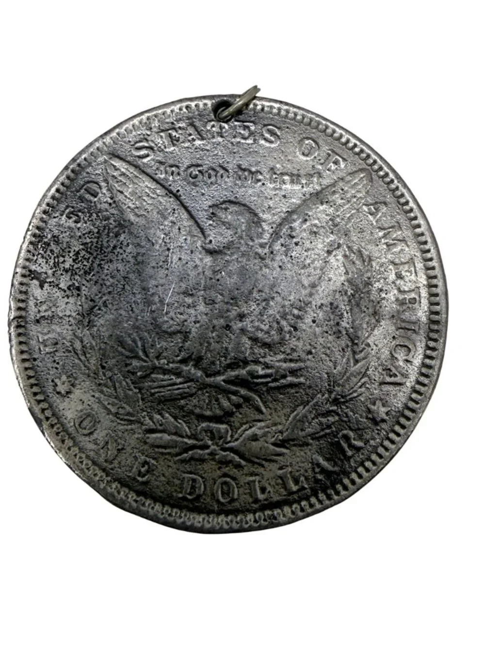 Vintage Coin Style Pendant Silvertone Reproduction Morgan Dollar Medallion Large