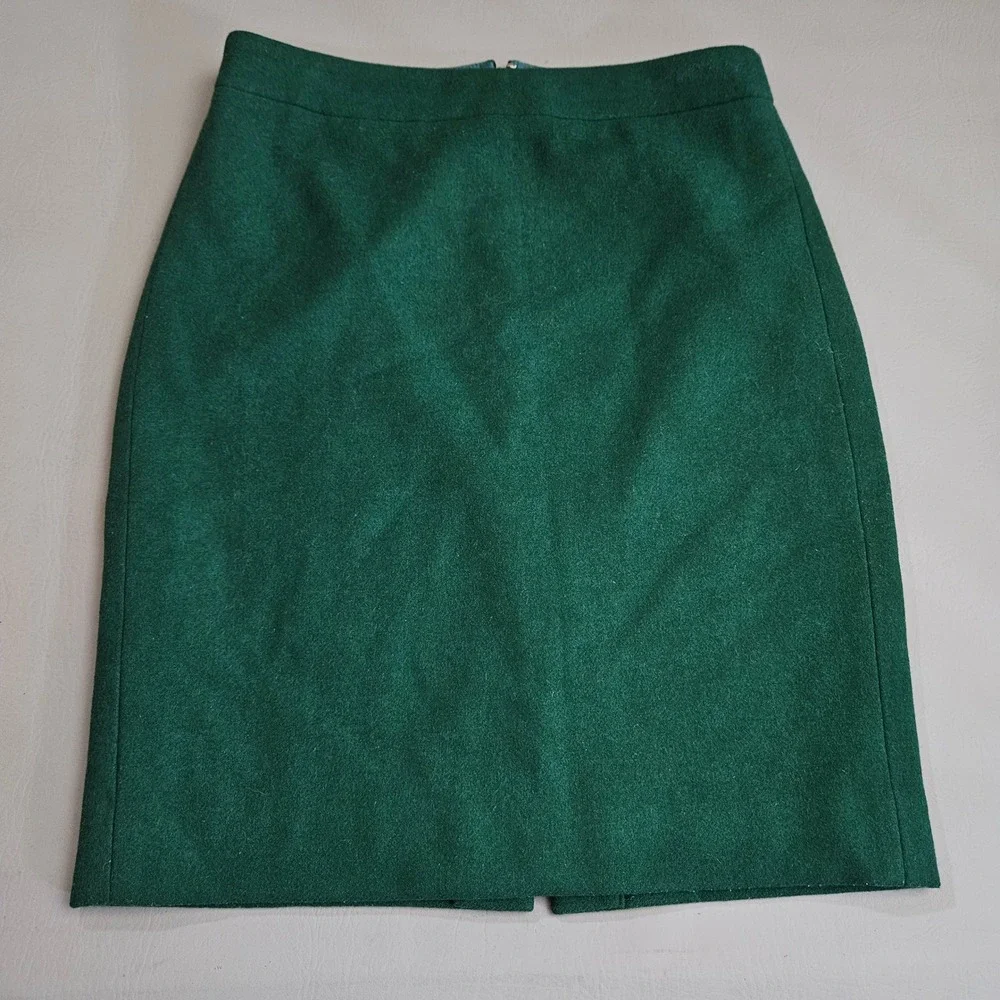 J. Crew Womens Green Wool Blend Pencil Skirt Size 0 Style 46575