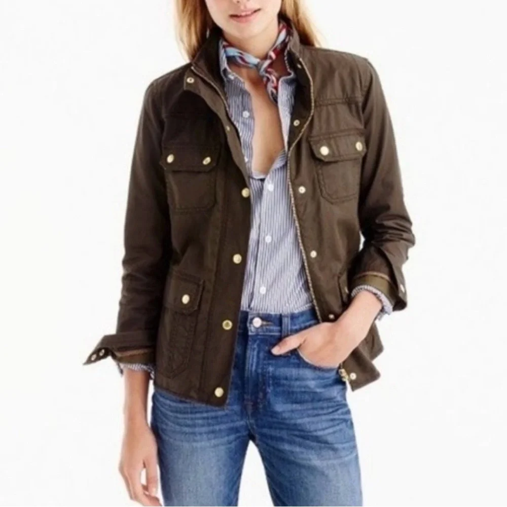 J. Crew Dark Downtown Field Waxed Cotton Utility Jacket
