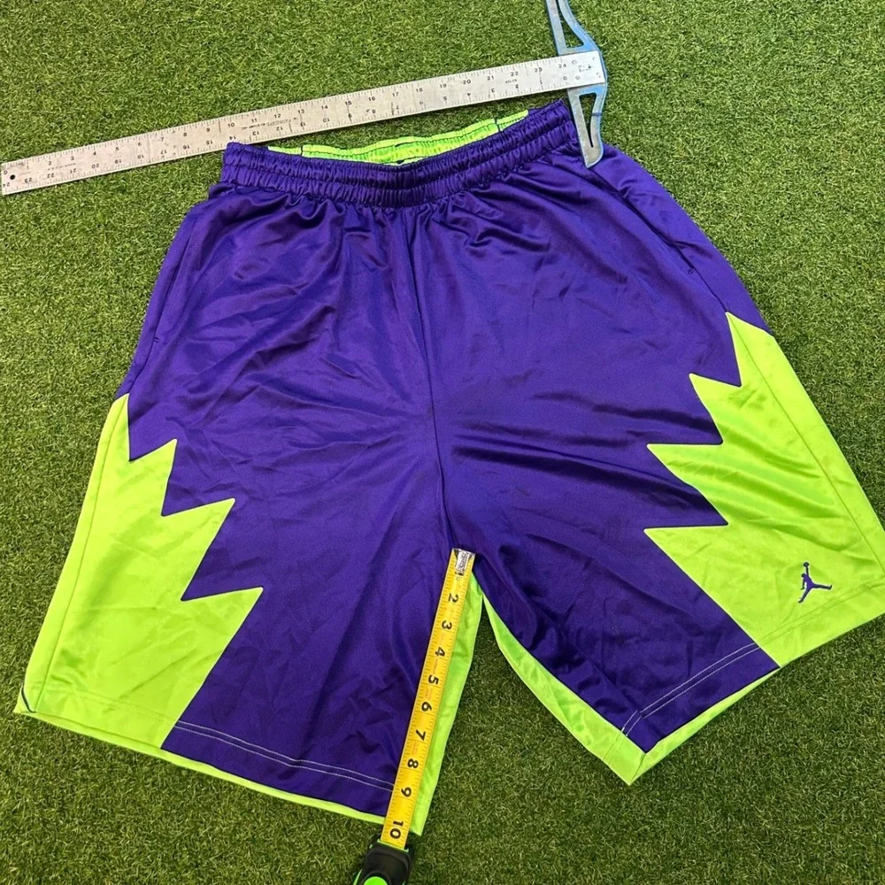 Jordan Mens XL Basketball Shorts Purple Neon Green Jumpman Geometric Athletic