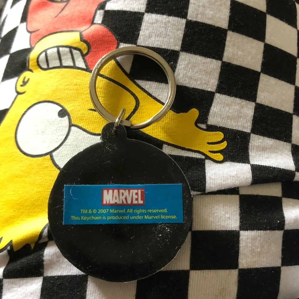 Marvel Logo Black Rubber Keychain with Blue Label