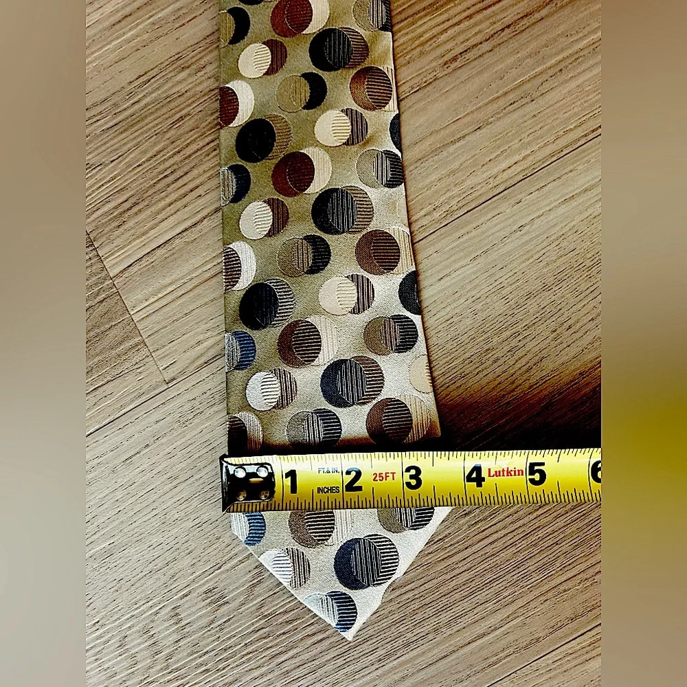 Geoffrey Bean Men's Silk Tie Taupe Polka Dot Tie Professional Handmade