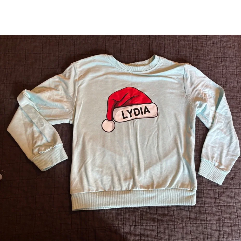 Christmas‎ Sweatshirt Santa Hat Lydia Personalized Holiday Top