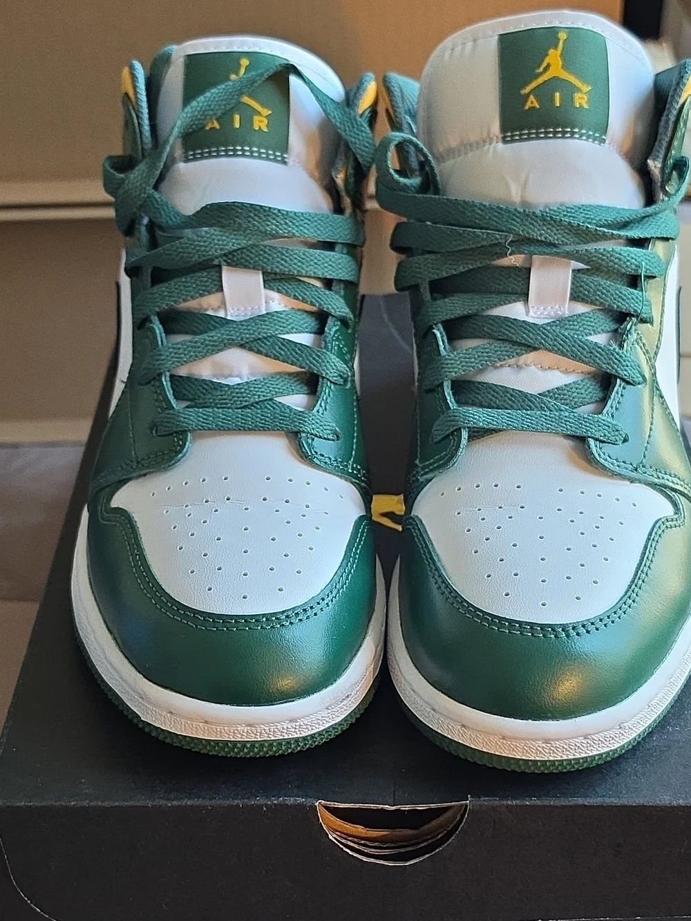 Jordan Kids Green and White Low-Top Sneakers