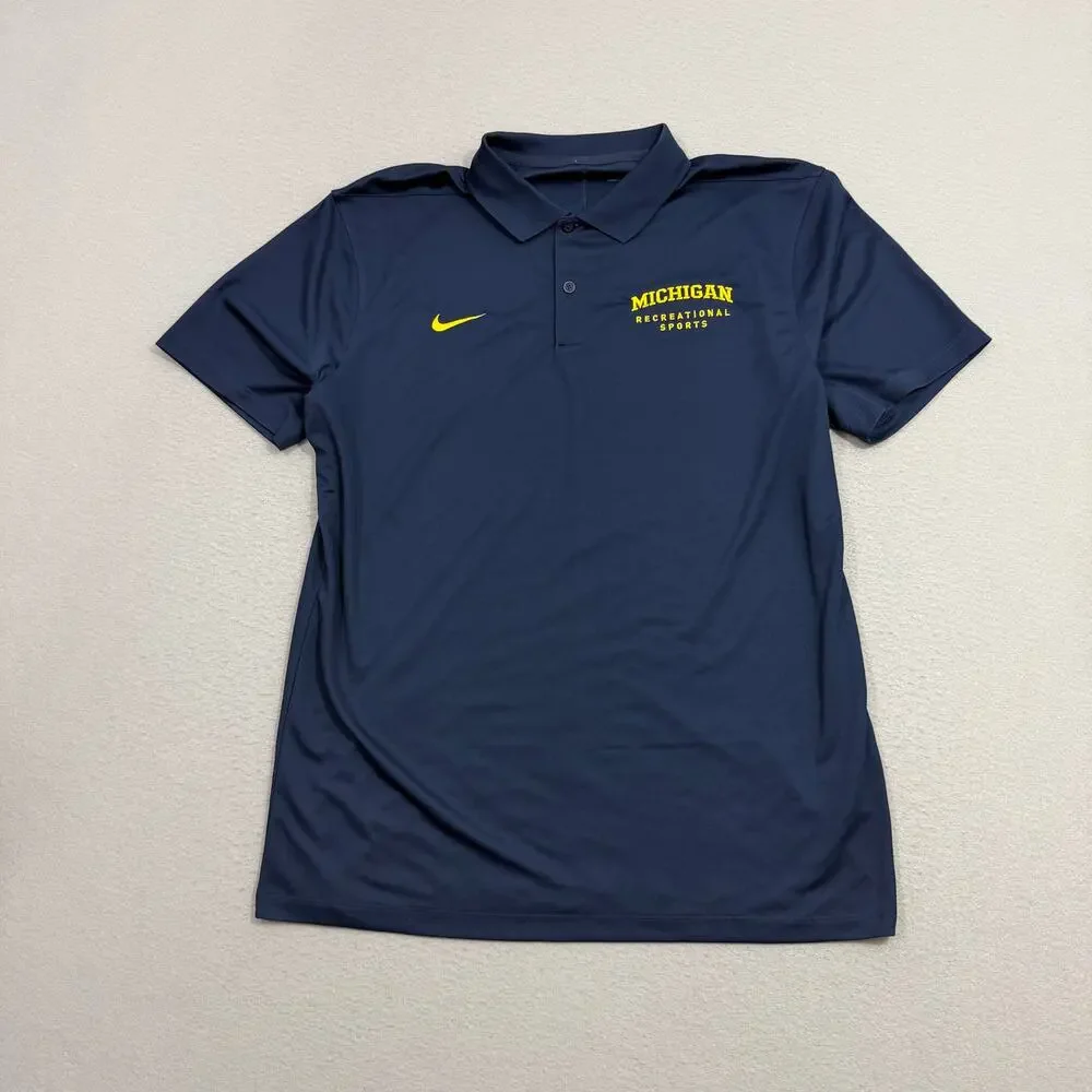 Nike Dri-FIT Michigan Recreational Sports Polo Shirt Medium Wolverines Blue NWOT