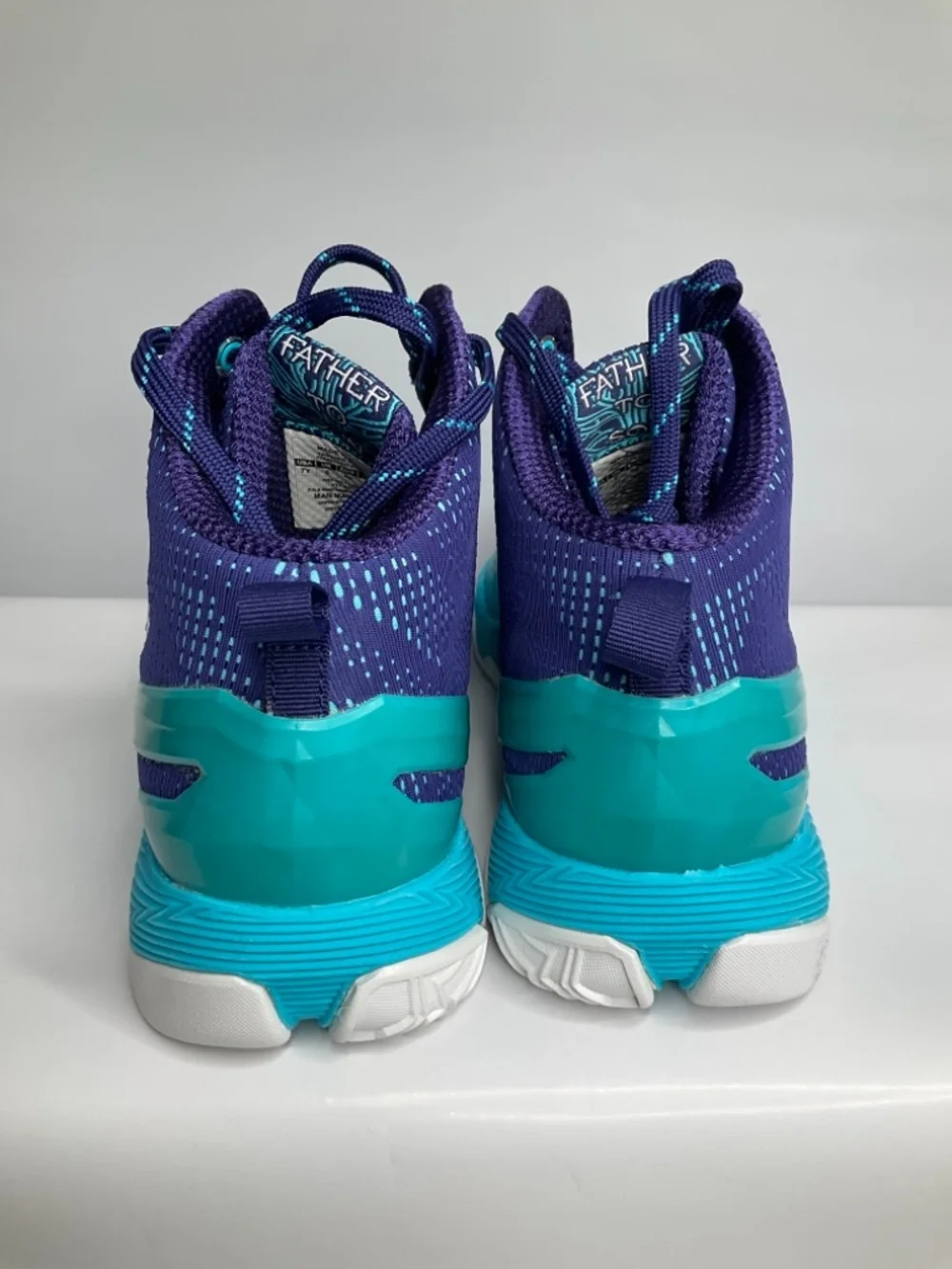 Under Armor Curry 2 Father to Son Pacific Purple White and blue US 7Youth.