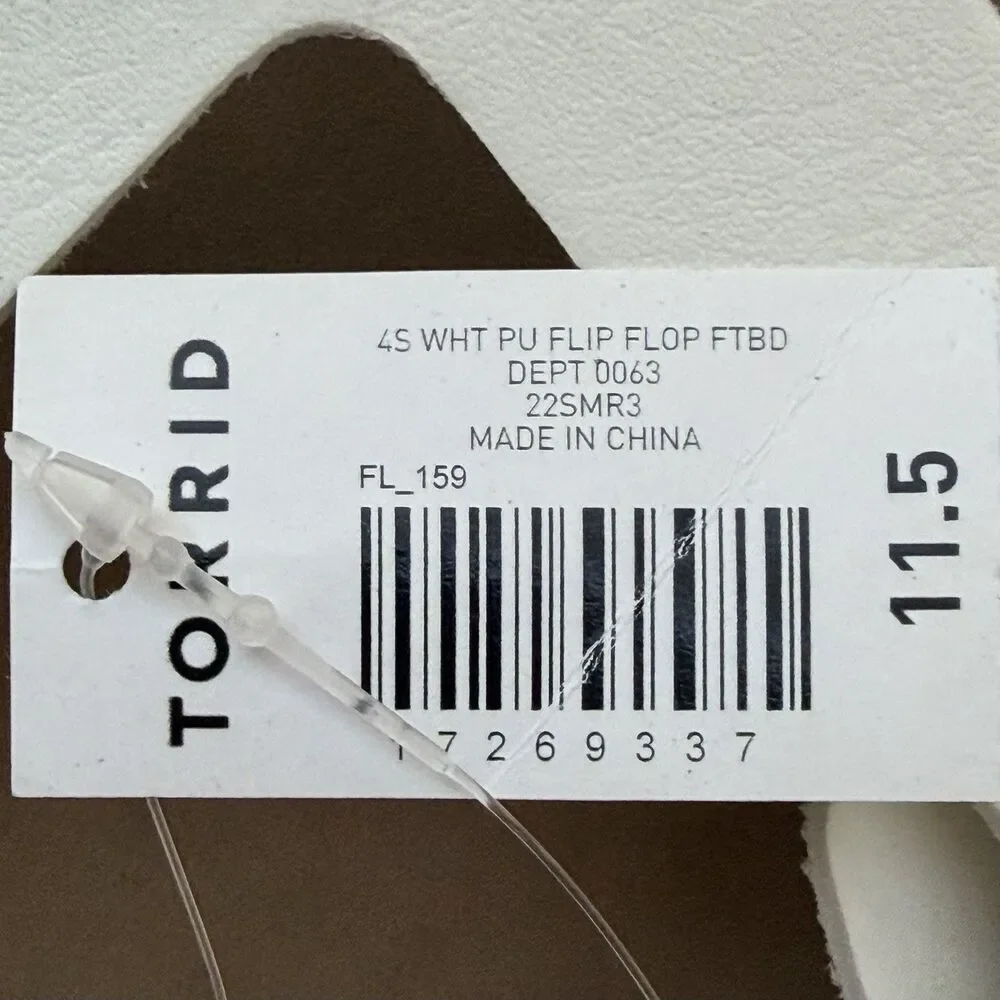 NWT Torrid Women’s White Flip Flop Thong Sandals Size 11.5 WW Wide Footbed