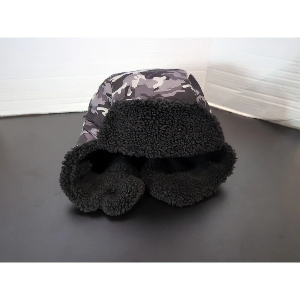 SWISS TECH HAT Black Camo Sherpa Ear Flaps Fleece Insulated Unisex ONE SIZE
