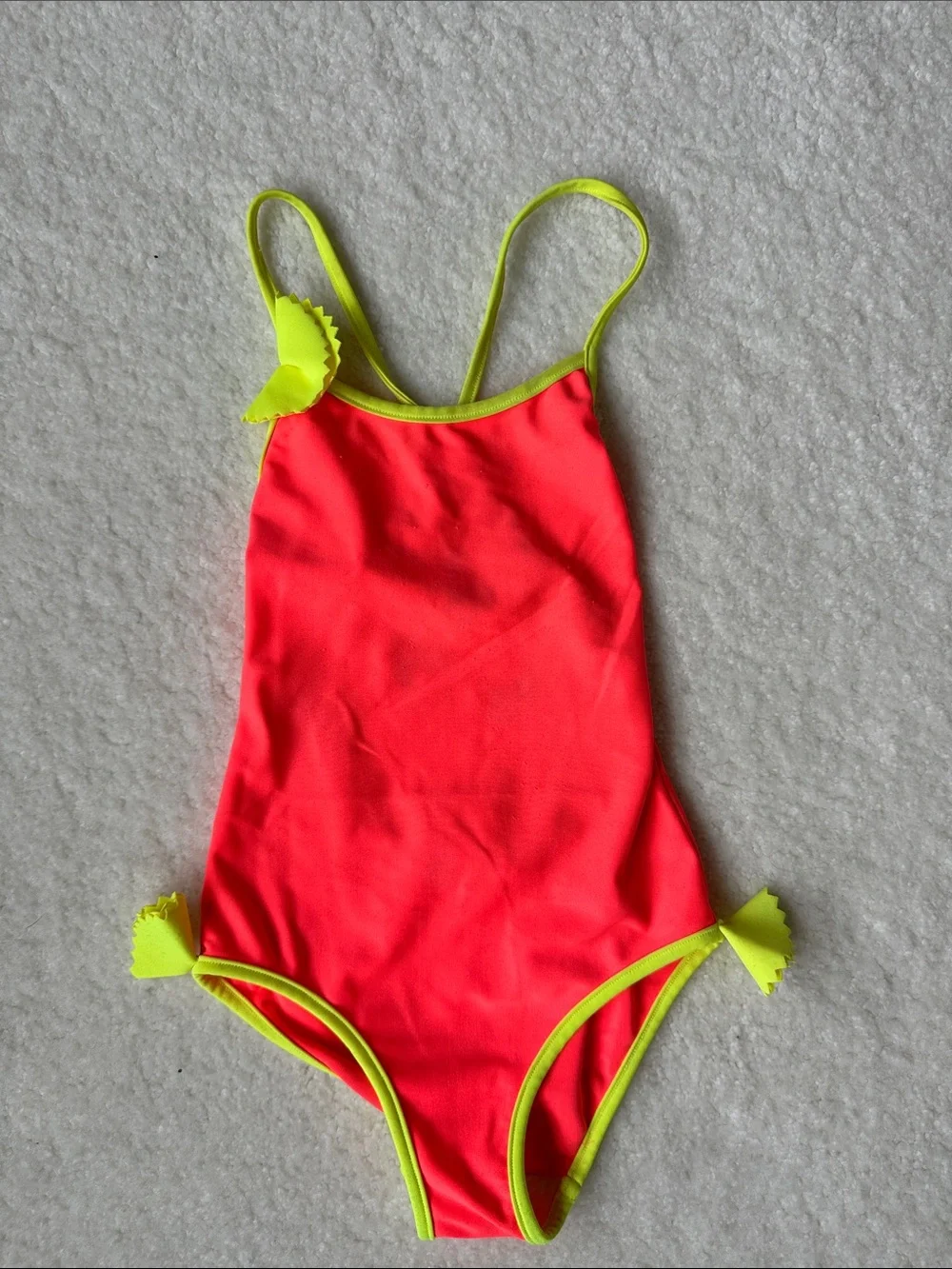 Bonpoint Neon Orange One-Piece Swimsuit with Lime Trim