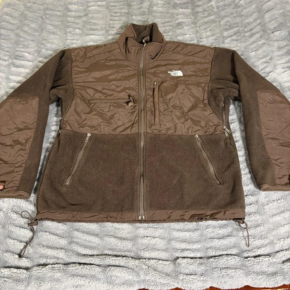 The North Face Denali Mens Large Brown Full Zip Fleece Jacket Mock Neck AQ302