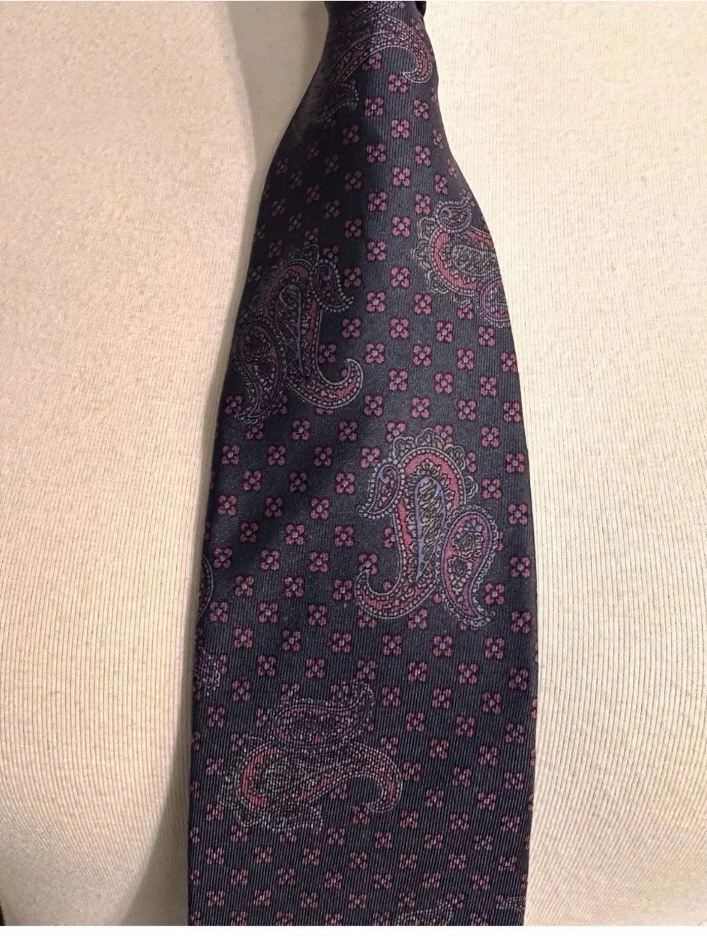 Classic Navy Paisley Silk Tie -DAKS Vintage Silk Tie Men's Paisley