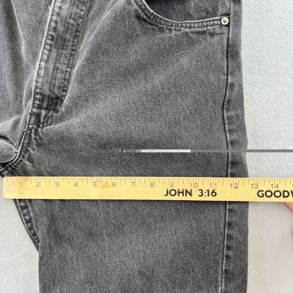 Levis Black Denim 505 Orange Tab Straight Leg Jeans 38x30 Vintage 90s Made USA