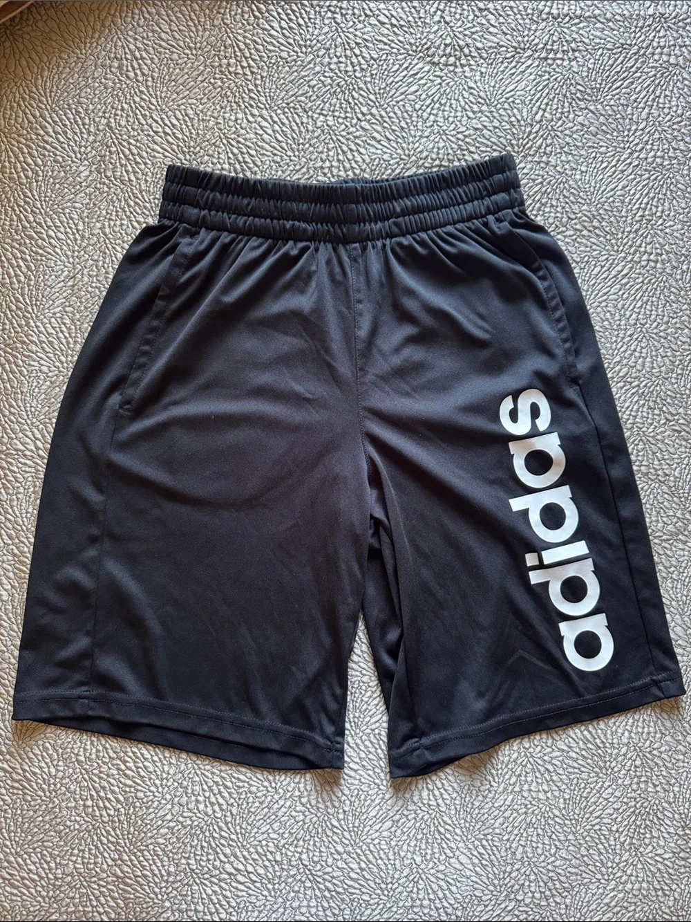 adidas Black Athletic Shorts with Vertical Logo