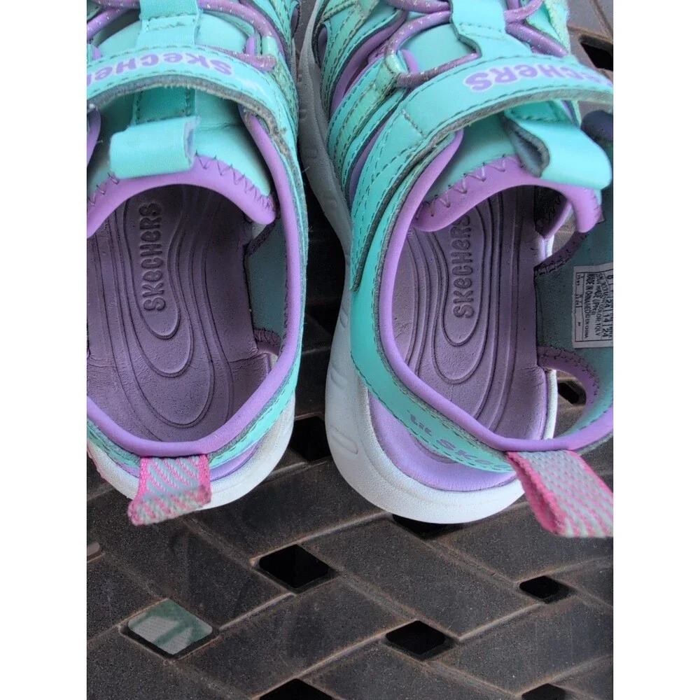 'Lil Sketchers Girls Toddler Size 8 Mermaid Sea Animals Velcroe Sandals
