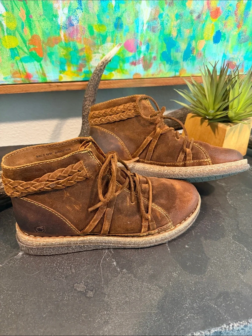 Brown Suede Lace-Up Ankle Boots