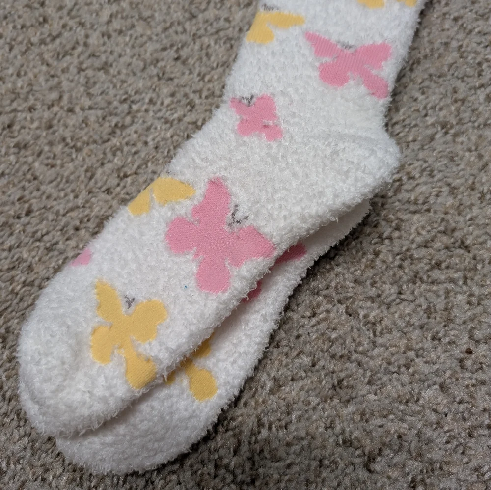 Fuzzy Butterfly Socks