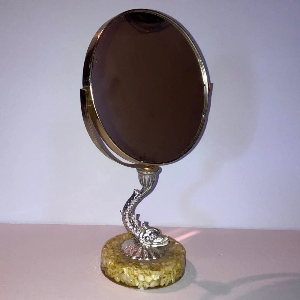 Vintage Metallic Dragonfish‎ Vanity Mirror on Weighted Base