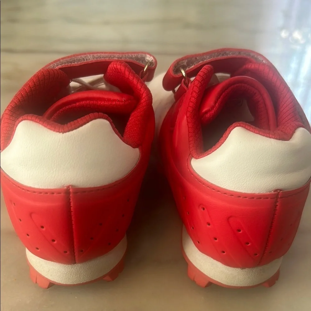 Red and White Sneakers with Velcro Strap