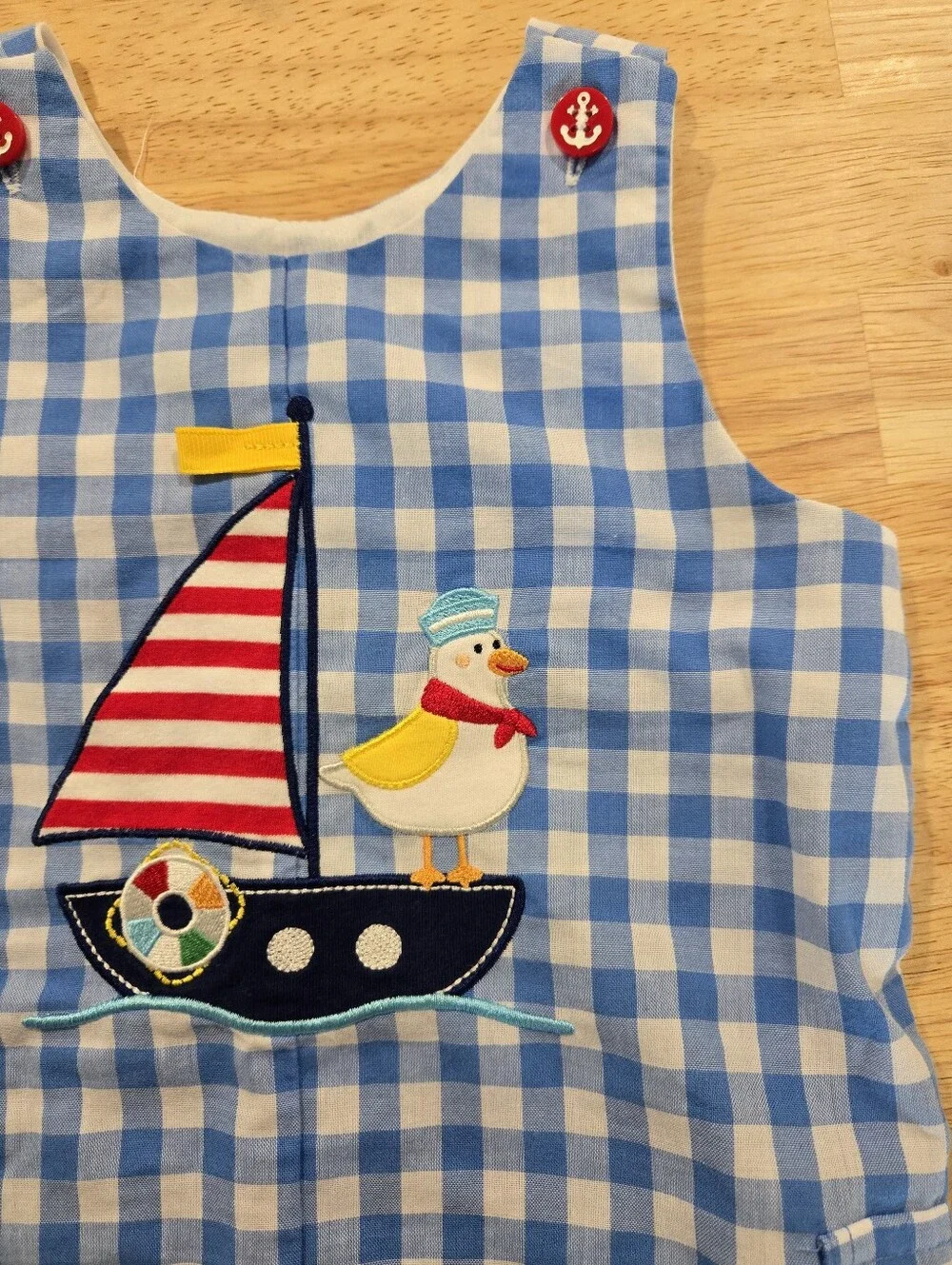 Gingham Baby Boy Romper