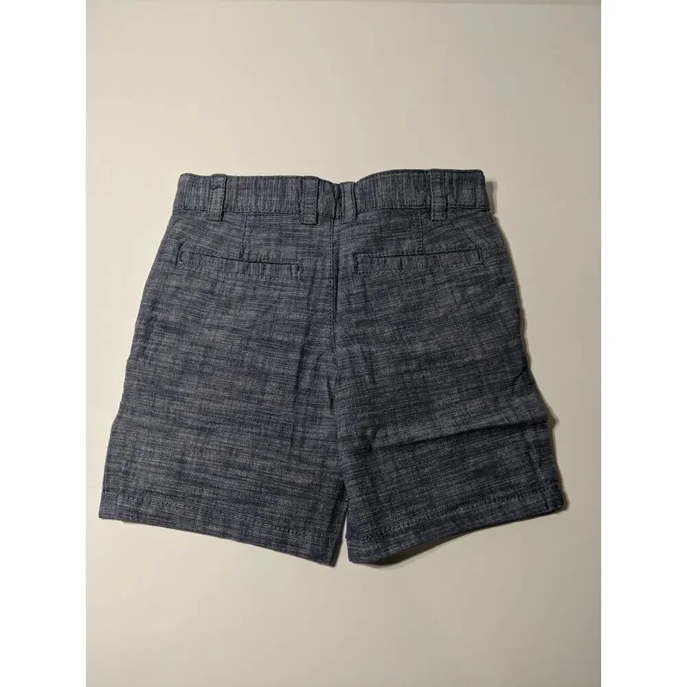 Cat & Jack Boys Flat Front Chino Shorts Blue 5 Stretchy Adjustable Waist Pockets