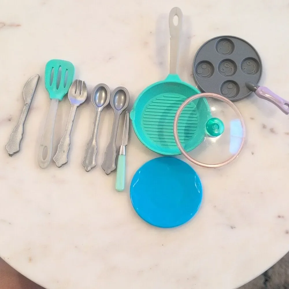 Miniatures Dollhouse Toy Cookware Set Utensils Pans/Skillet Lid Plate
