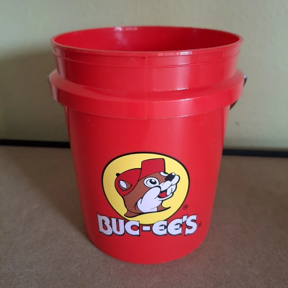 Set Of 10 Buc-ee's Miniature Red Plastic Bucket 4.5