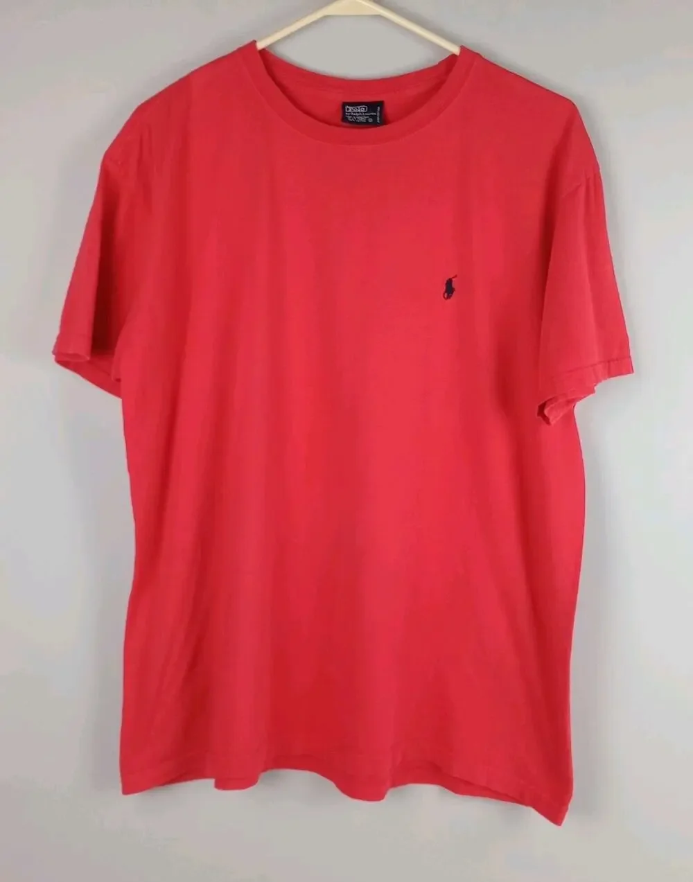 VTG Polo By Ralph Lauren Men M Red Embroidered Logo Designer Short Sleeve Tshirt