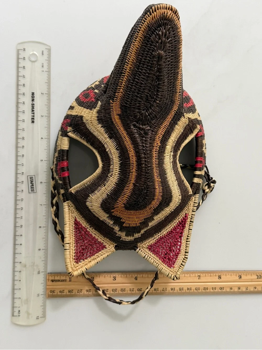 Embera Wounaan Handwoven Palm Fiber Animal Mask Panama Folk Art 10” vintage 80s