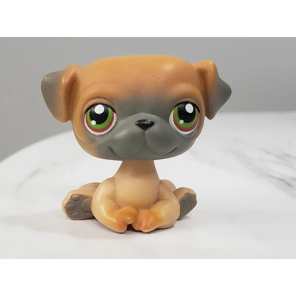 LITTLEST PET SHOP LPS #1221 Vintage Authentic Dog Pug Brown with Green Dot Eyes‎